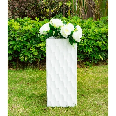 27.6" Square Concrete/Fiberglass Elegant Retro Indoor/Outdoor Planter Pure White - Rosemead Home & Garden, Inc. 1 27.6" Square Concrete/Fiberglass Elegant Retro Indoor/Outdoor Planter Pure White - Rosemead Home & Garden, Inc.