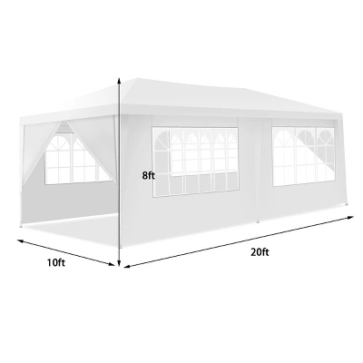 Costway 10'x20' Canopy Tent Heavy Duty Wedding Party Tent 6 Sidewalls W/Carry Bag 1 Costway 10'x20' Canopy Tent Heavy Duty Wedding Party Tent 6 Sidewalls W/Carry Bag