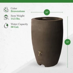 Algreen Athena 50 Gallon Plastic Outdoor Rain Barrel With Brass Spigot And Screen Guard For Rain Water Collection And Storage, Brownstone 6 Algreen Athena 50 Gallon Plastic Outdoor Rain Barrel With Brass Spigot And Screen Guard For Rain Water Collection And Storage, Brownstone -Sunnydaze Decor Store GUEST 4d158bfa c523 494d 8a6c 252478fc3e60