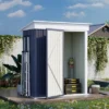 Outsunny 5' X 3' Steel Outdoor Storage Shed, Small Lean-to Shed For Garden, Tools, Tiny Metal Garage, Floor Base, Shelf, Lock, Dark Gray