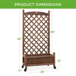 Best Choice Products Set Of 2 48in Wood Planter Box & Diamond Lattice Trellis, W/ Drainage, Optional Wheels - Walnut -Sunnydaze Decor Store GUEST 4d8938e0 8c8e 4fea 9779 8bd591c0114c