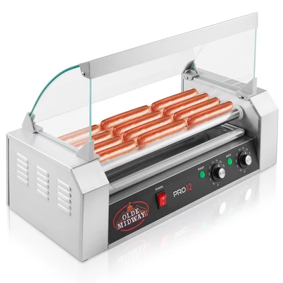 Olde Midway Electric Hot Dog Roller Grill Cooker With Glass Cover, Commercial Grade Machine 8 Olde Midway Electric Hot Dog Roller Grill Cooker With Glass Cover, Commercial Grade Machine - Image 8