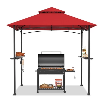 Tangkula 8' X 5' BBQ Grill Gazebo 2-Tier Barbecue Canopy Vented Top Shelves Shelter 7 Tangkula 8' X 5' BBQ Grill Gazebo 2-Tier Barbecue Canopy Vented Top Shelves Shelter - Image 7