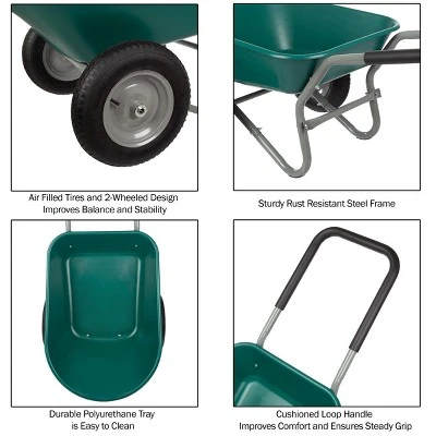 Nature Spring 2-Wheeled Garden Wheelbarrow For Residential DIY Landscaping, Lawn Care, And Remodeling 2 Nature Spring 2-Wheeled Garden Wheelbarrow For Residential DIY Landscaping, Lawn Care, And Remodeling - Image 2