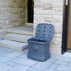 FCMP Outdoor SB120-GRY-S Large 26 Gallon Outdoor Utility Storage Bin Container, Gray -Sunnydaze Decor Store GUEST 50821e47 bd54 4b8b 9ab5 cfe6603bfd94