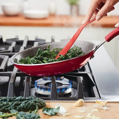 Rachael Ray Cook + Create Aluminum Nonstick Frying Pan 10" Red 2 Rachael Ray Cook + Create Aluminum Nonstick Frying Pan 10" Red - Image 2