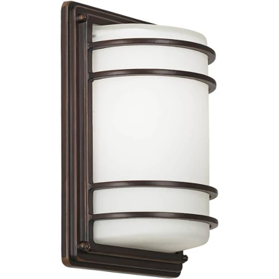 John Timberland Habitat Modern Outdoor Wall Light Fixture Rubbed Bronze 11" Opal Glass Shade For Post Exterior Barn Deck House Porch Yard Posts Patio 4 John Timberland Habitat Modern Outdoor Wall Light Fixture Rubbed Bronze 11" Opal Glass Shade For Post Exterior Barn Deck House Porch Yard Posts Patio - Image 4