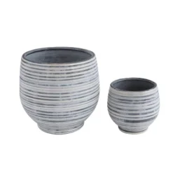 Stoneware Planter Gray And White Striped - Storied Home 5 Stoneware Planter Gray And White Striped - Storied Home -Sunnydaze Decor Store GUEST 51542969 7886 4cc9 9a3d 675308d74373