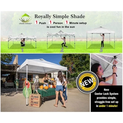 Crown Shades 10' X 10' Base Pop-Up Canopy Polyester Adjustable Legs Instant Folding Canopy Tent With Sidewall And Carry Bag, White 1 Crown Shades 10' X 10' Base Pop-Up Canopy Polyester Adjustable Legs Instant Folding Canopy Tent With Sidewall And Carry Bag, White