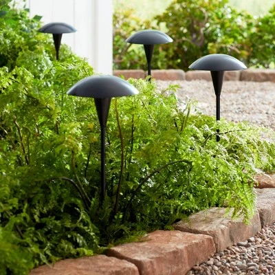 John Timberland Grant 18" High Black LED Mushroom Path Lights Set Of 2 6 John Timberland Grant 18" High Black LED Mushroom Path Lights Set Of 2 - Image 6