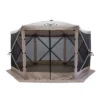Gazelle Tents G6 8 Person 12' X 12' Pop Up 6 Sided Portable Hub Gazebo Screen Canopy Tent With Large Main Door, Wind Panels, And Screens, Desert Sand