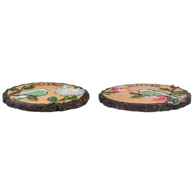 Northlight Set Of 2 Welcome Birds Outdoor Floral Garden Stones 11" 3 Northlight Set Of 2 Welcome Birds Outdoor Floral Garden Stones 11" - Image 3