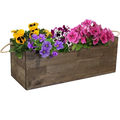 Sunnydaze Decor Sunnydaze Rectangle Decorative Indoor/Outdoor Flower And Succulent Planter Box With Handles - 20.75" W X 8.25" D X 7.75" H - Acacia Wood 7 Sunnydaze Decor Sunnydaze Rectangle Decorative Indoor/Outdoor Flower And Succulent Planter Box With Handles - 20.75" W X 8.25" D X 7.75" H - Acacia Wood - Image 7
