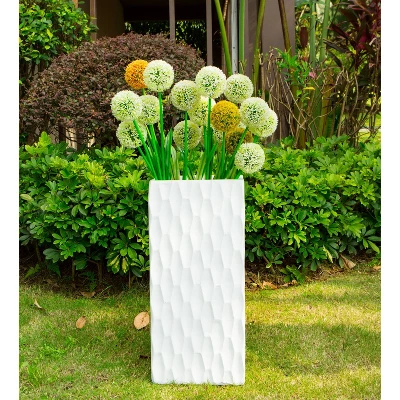 27.6" Kante Lightweight Concrete Retro Tall Rectangular Outdoor Planter White - Rosemead Home & Garden, Inc. 2 27.6" Kante Lightweight Concrete Retro Tall Rectangular Outdoor Planter White - Rosemead Home & Garden, Inc. - Image 2