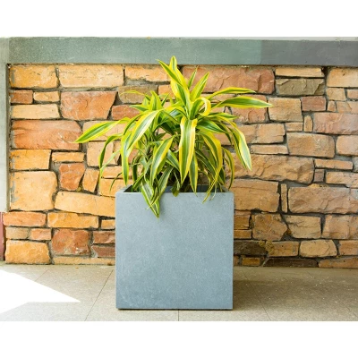 Rosemead Home & Garden, Inc. 10" Wide Kante Lightweight Modern Square Concrete/Fiberglass Indoor Outdoor Planter Box Slate Gray 6 Rosemead Home & Garden, Inc. 10" Wide Kante Lightweight Modern Square Concrete/Fiberglass Indoor Outdoor Planter Box Slate Gray - Image 6