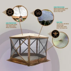 Clam Quick-Set Venture Portable Pop Up Sided Camping Gazebo Screen Tent With Ground Stakes And Carry Bag -Sunnydaze Decor Store GUEST 55a1d077 251b 442c 9431 1a592552da01