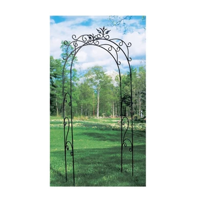 Achla Designs 113" Elegant Handcrafted Tuileries Iron Garden Arbor Graphite Powder Coated Finish 4 Achla Designs 113" Elegant Handcrafted Tuileries Iron Garden Arbor Graphite Powder Coated Finish - Image 4