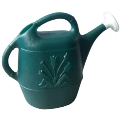 Union Products 63065 Indoor Outdoor 2 Gallon Plant Watering Can W/ Tulip Design & 2 Handles For Garden, Potted Plants, And Patio Pots, Green (3 Pack)