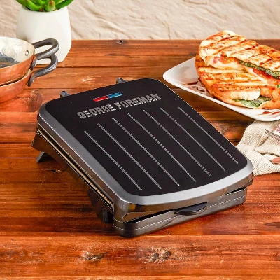 George Foreman 2 Serving Classic Plate Electric Grill & Panini Press - Black - GRS040BZ 4 George Foreman 2 Serving Classic Plate Electric Grill & Panini Press - Black - GRS040BZ - Image 4
