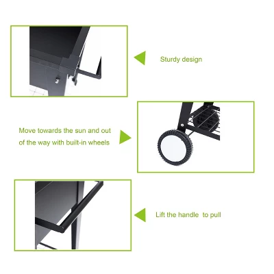 LuxenHome Black Mobile Metal Raised Garden Bed Planter Cart With Legs 6 LuxenHome Black Mobile Metal Raised Garden Bed Planter Cart With Legs - Image 6