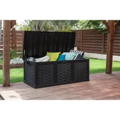 Starplast 153 Gallon Plastic Deck Box Black -Sunnydaze Decor Store GUEST 59008e16 6074 486d a264 bee870c30b4b