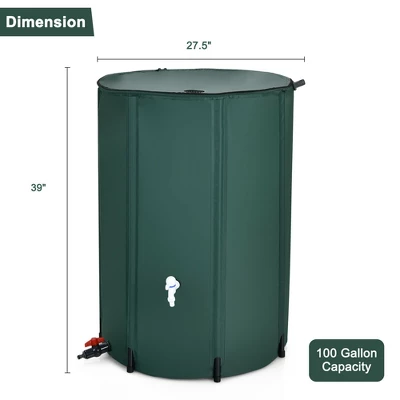 Costway 100 Gallon Portable Rain Barrel Water Collector Collapsible Tank W/Spigot Filter 1 Costway 100 Gallon Portable Rain Barrel Water Collector Collapsible Tank W/Spigot Filter