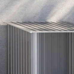 Outsunny 3.3' X 3.4' Lean-to Garden Storage Shed, Small Outdoor Galvanized Steel Tool House With Lockable Door For Patio, Backyard, Lawn, Gray -Sunnydaze Decor Store GUEST 59c7a4a7 2266 4785 8848 d5bb42d9109b