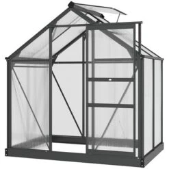 Outsunny Polycarbonate Greenhouse, Heavy Duty Outdoor Aluminum Walk-in Green House Kit With Vent & Door For Backyard Garden, Gray 14 Outsunny Polycarbonate Greenhouse, Heavy Duty Outdoor Aluminum Walk-in Green House Kit With Vent & Door For Backyard Garden, Gray -Sunnydaze Decor Store GUEST 59dfa3b0 f077 4700 bcda d5373ac6051b