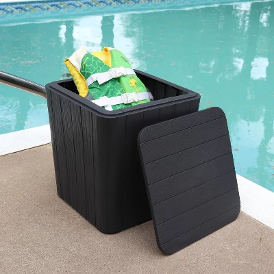 Sunnydaze Decor Sunnydaze Faux Wood Design Outdoor Side Table With Storage - 11.5-Gal. 5 Sunnydaze Decor Sunnydaze Faux Wood Design Outdoor Side Table With Storage - 11.5-Gal. - Image 5