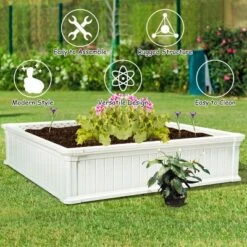 Costway 4 Pcs 48.5'' Raised Garden Bed Square Plant Box Planter Flower Vegetable White 16 Costway 4 Pcs 48.5'' Raised Garden Bed Square Plant Box Planter Flower Vegetable White -Sunnydaze Decor Store GUEST 5b827c63 3c9a 4f43 bb7f a10351cc47e8