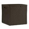 Suncast 60 Gallon Outdoor Storage Resin Wicker Design Cube Shape Patio Deck Box