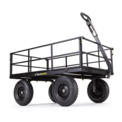 Gorilla Cart GOR1200-COM 9 Cubic Feet 1200 Pound Capacity Heavy Duty Durable Steel Utility Wagon Cart W/ 2 In 1 Towing Handle & Removable Sides, Black -Sunnydaze Decor Store GUEST 5bc75753 4da6 4557 9e43 7c3514ad60cf
