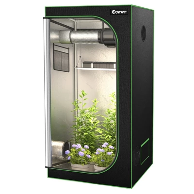Costway 36''x36''x72'' Mylar Hydroponic Grow Tent W/Observation Window & Floor Tray GrayBlack 9 Costway 36''x36''x72'' Mylar Hydroponic Grow Tent W/Observation Window & Floor Tray GrayBlack - Image 9