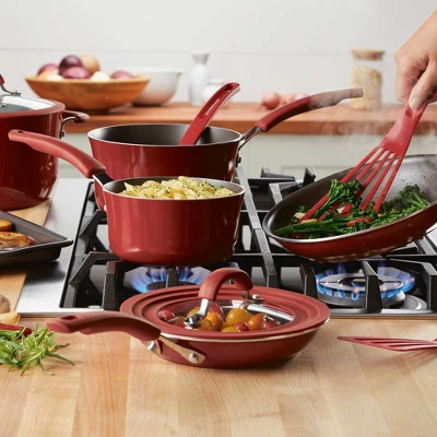 Rachael Ray Cook + Create Aluminum Nonstick Frying Pan 10" Red 4 Rachael Ray Cook + Create Aluminum Nonstick Frying Pan 10" Red - Image 4