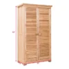 Costway Outdoor 63'' Tall Wooden Garden Storage Shed Fir Wood Shutter Design Lockers
