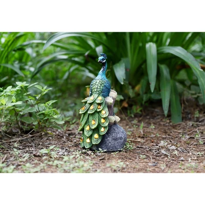 Techko Maid Peacock Calm Solar Outdoor Garden Statue Decor With Spotlight 7 Techko Maid Peacock Calm Solar Outdoor Garden Statue Decor With Spotlight - Image 7