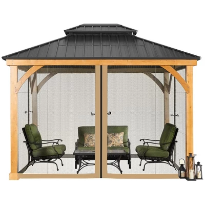Aoodor Gazebo Netting Black 12' X 12' Polyester Screen Replacement 4 Panel Sidewalls For Patio (Only Netting) 9 Aoodor Gazebo Netting Black 12' X 12' Polyester Screen Replacement 4 Panel Sidewalls For Patio (Only Netting) - Image 9