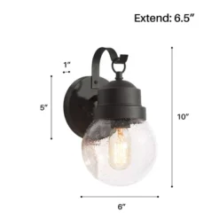 11" Metal/Glass Globe Outdoor Wall Lamp Black - LNC -Sunnydaze Decor Store GUEST 5dd5fbbd 6df5 4dfe 9126 464bccfce214