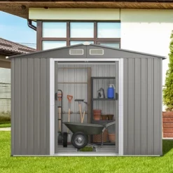 Costway 8'x6' Outdoor Storage Shed Galvanized Steel Tool House Organizer For Garden Yard 11 Costway 8'x6' Outdoor Storage Shed Galvanized Steel Tool House Organizer For Garden Yard -Sunnydaze Decor Store GUEST 5e626e58 f680 4a27 af87 b9478bef06be