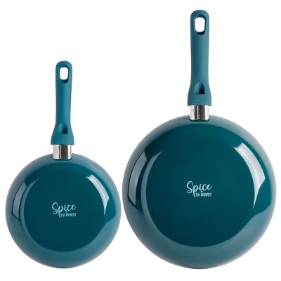 Spice By Tia Mowry Savory Saffron 2 Piece Ceramic Nonstick Aluminum Frying Pan Set In Teal 5 Spice By Tia Mowry Savory Saffron 2 Piece Ceramic Nonstick Aluminum Frying Pan Set In Teal - Image 5