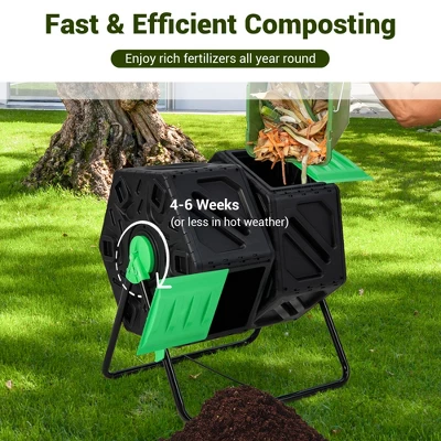 Costway Dual Chamber Compost Tumbler Outdoor Rotating Chamber Compost Bin 34.5 Gallon 5 Costway Dual Chamber Compost Tumbler Outdoor Rotating Chamber Compost Bin 34.5 Gallon - Image 5
