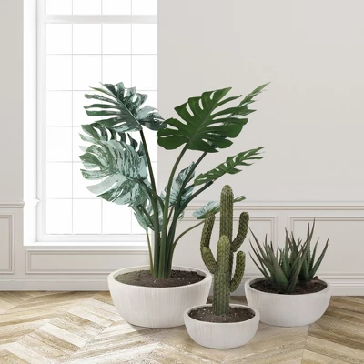 Aoodor Vretical Stripe Texture Bowl Plant Pots With Drain Hole Set Of 3, Flower Pots Outdoor&Indoor,Magnesium Oxide Planter 2 Aoodor Vretical Stripe Texture Bowl Plant Pots With Drain Hole Set Of 3, Flower Pots Outdoor&Indoor,Magnesium Oxide Planter - Image 2