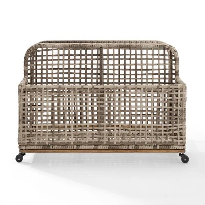 Ridley Outdoor Wicker & Metal Pool Storage Caddy - Gray - Crosley 5 Ridley Outdoor Wicker & Metal Pool Storage Caddy - Gray - Crosley - Image 5