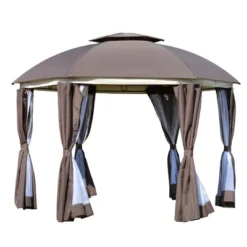 Outsunny 12' X 12' Round Outdoor Gazebo, Patio Dome Gazebo Canopy Shelter With Double Roof, Netting Sidewalls And Curtains, Zippered Doors, Strong Steel Frame 9 Outsunny 12' X 12' Round Outdoor Gazebo, Patio Dome Gazebo Canopy Shelter With Double Roof, Netting Sidewalls And Curtains, Zippered Doors, Strong Steel Frame -Sunnydaze Decor Store GUEST 5f33eea9 5a9c 44e3 a977 50013415451a