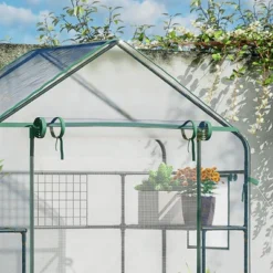 Outsunny Outdoor Walk-in Mini Greenhouse With Mesh Door & Windows, Small Portable Garden Hot House With 6 Shelves, Trellis, & Plant Labels -Sunnydaze Decor Store GUEST 5f39d9e4 3fe2 42d7 9fb4 ff0488dc87a3