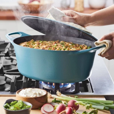 Rachael Ray Premium RUST-RESISTANT Cast Iron Dutch Oven 6.5qt Agave Blue 6 Rachael Ray Premium RUST-RESISTANT Cast Iron Dutch Oven 6.5qt Agave Blue - Image 6