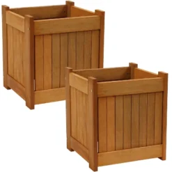 Sunnydaze Decor Sunnydaze Outside Meranti Wood Outdoor Planter Box With Teak Oil Finish For Garden, Porch And Patio - 16" Square -Sunnydaze Decor Store GUEST 6040fd71 aaf8 4495 befe c8524e61e44c
