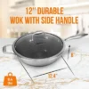 NutriChef 12 Inch Stainless Steel Nonstick Cooking Wok Kitchen Stir Fry Pan With Glass Lid For Gas, Electric, Ceramic, And Induction Counter Cooktops