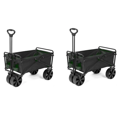 Seina Collapsible Steel Frame Folding Utility Beach Wagon Cart, Green (2 Pack) 2 Seina Collapsible Steel Frame Folding Utility Beach Wagon Cart, Green (2 Pack) - Image 2