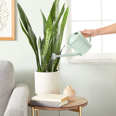 Farmlyn Creek Small Mint Green Plastic Watering Can With Long Spout Sprinkler Head For Garden, Indoor And Outdoor Plants, Flowers, 0.4 Gallon 2 Farmlyn Creek Small Mint Green Plastic Watering Can With Long Spout Sprinkler Head For Garden, Indoor And Outdoor Plants, Flowers, 0.4 Gallon - Image 2